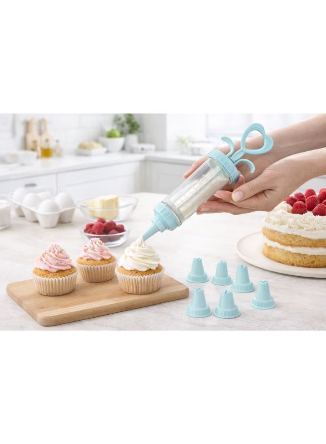 Titiz Plastik مضخة كريمة لتزيين الحلويات، مزودة بفوهات متعددة، مجموعة حقن بلاستيكية لتزيين الكيك، ألوان متنوعة، 14.0 × 23.0 × 4.5 سم، أزرق - Image 2