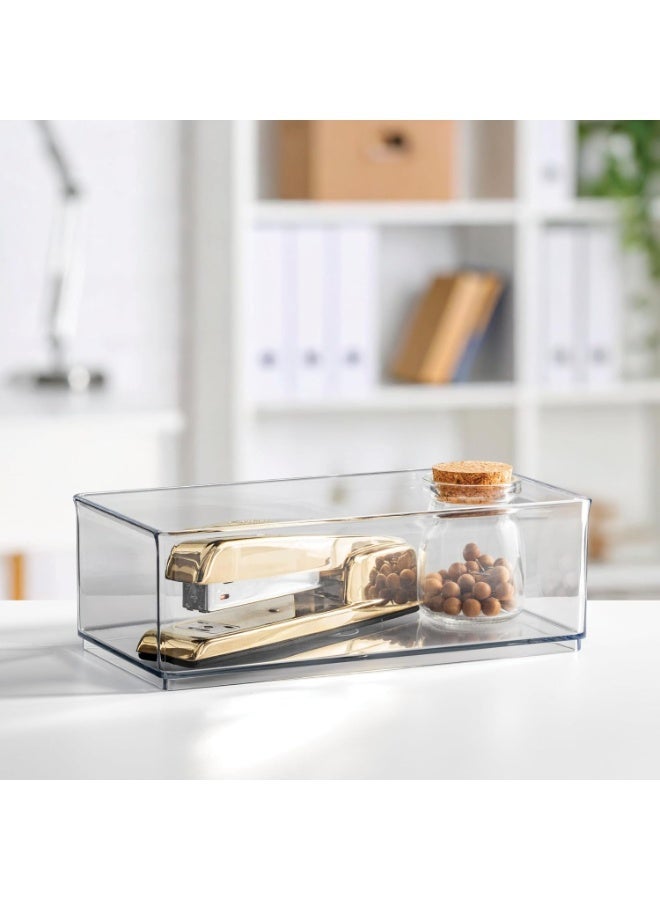 The Home Edit Medium Shallow Clear Bin Organizer – Stackable Plastic Storage Bin for Fridge, Pantry & Cabinets, BPA-Free Transparent Organizer for Kitchen & Home Storage - Image 4