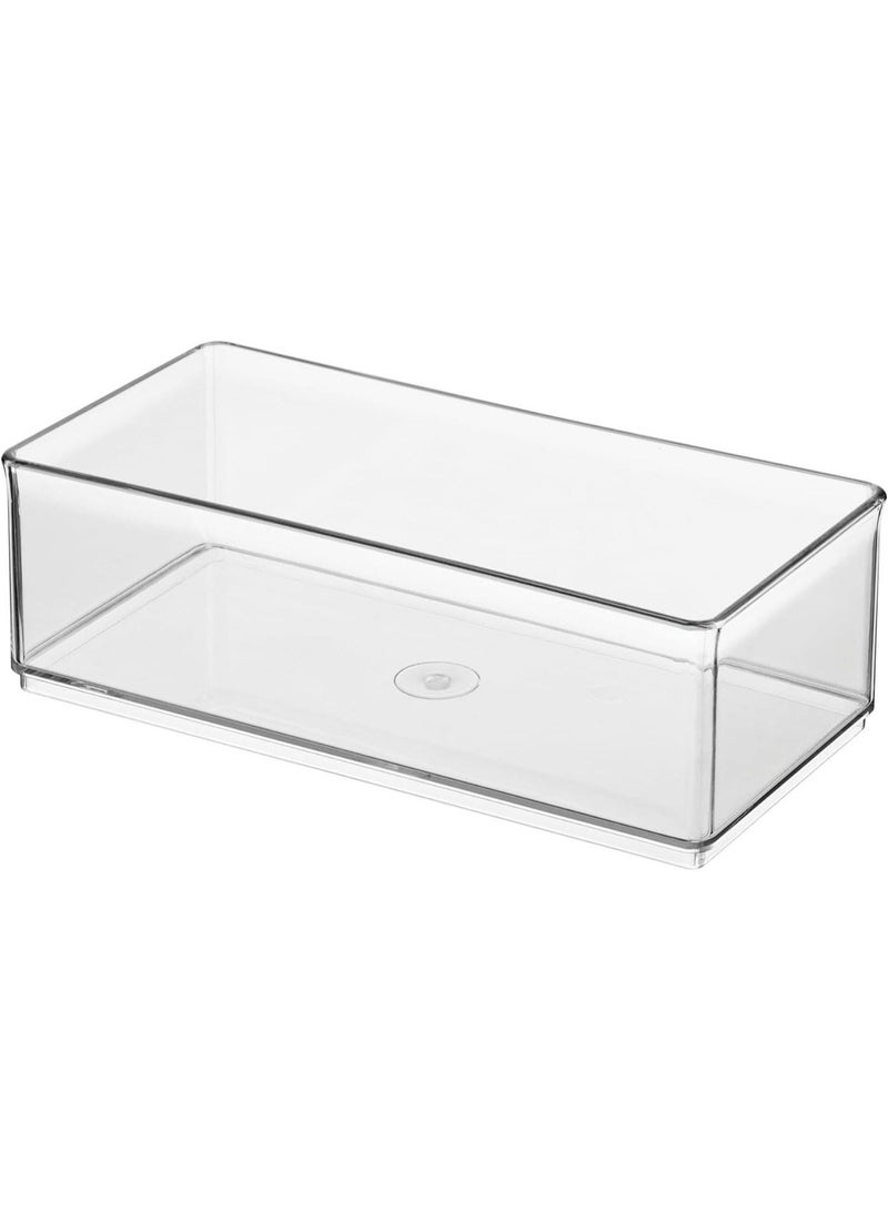 The Home Edit Medium Shallow Clear Bin Organizer – Stackable Plastic Storage Bin for Fridge, Pantry & Cabinets, BPA-Free Transparent Organizer for Kitchen & Home Storage - Image 1