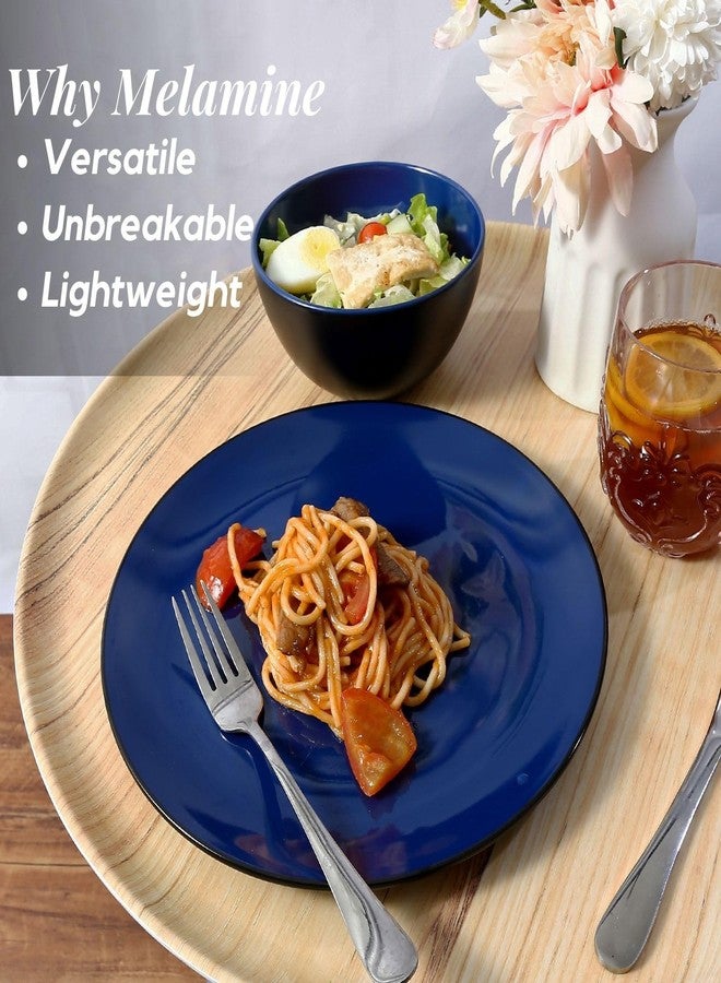 TP 18-Piece Dinnerware Set, Melamine Dinner Dishes Set with Bowls and Salad Plates, Non-breakable Lightweight Dining Tableware, Service for 6, Blue and Black - Image 4