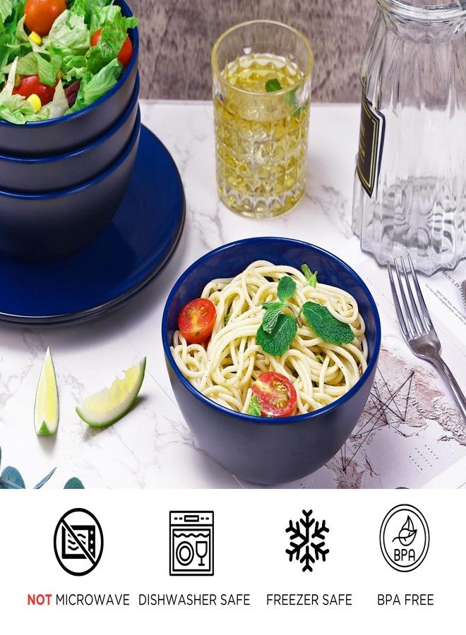 TP 18-Piece Dinnerware Set, Melamine Dinner Dishes Set with Bowls and Salad Plates, Non-breakable Lightweight Dining Tableware, Service for 6, Blue and Black - Image 2