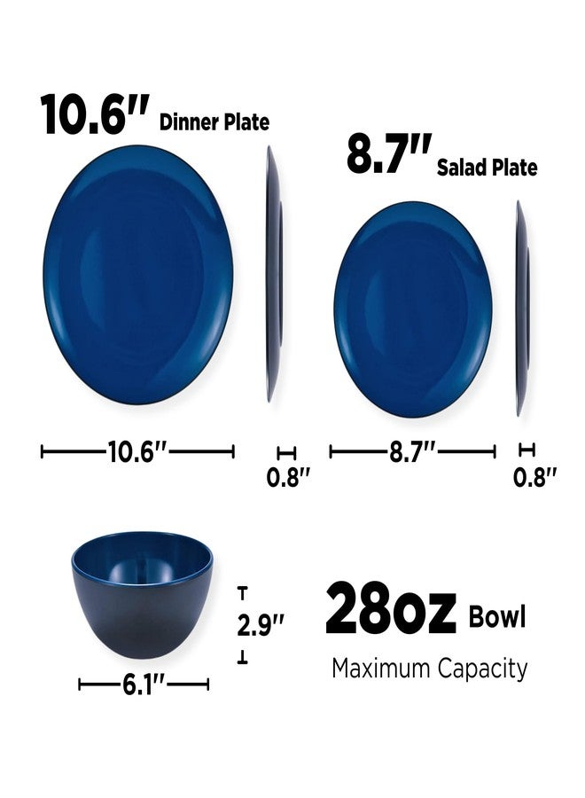 TP 18-Piece Dinnerware Set, Melamine Dinner Dishes Set with Bowls and Salad Plates, Non-breakable Lightweight Dining Tableware, Service for 6, Blue and Black - Image 5
