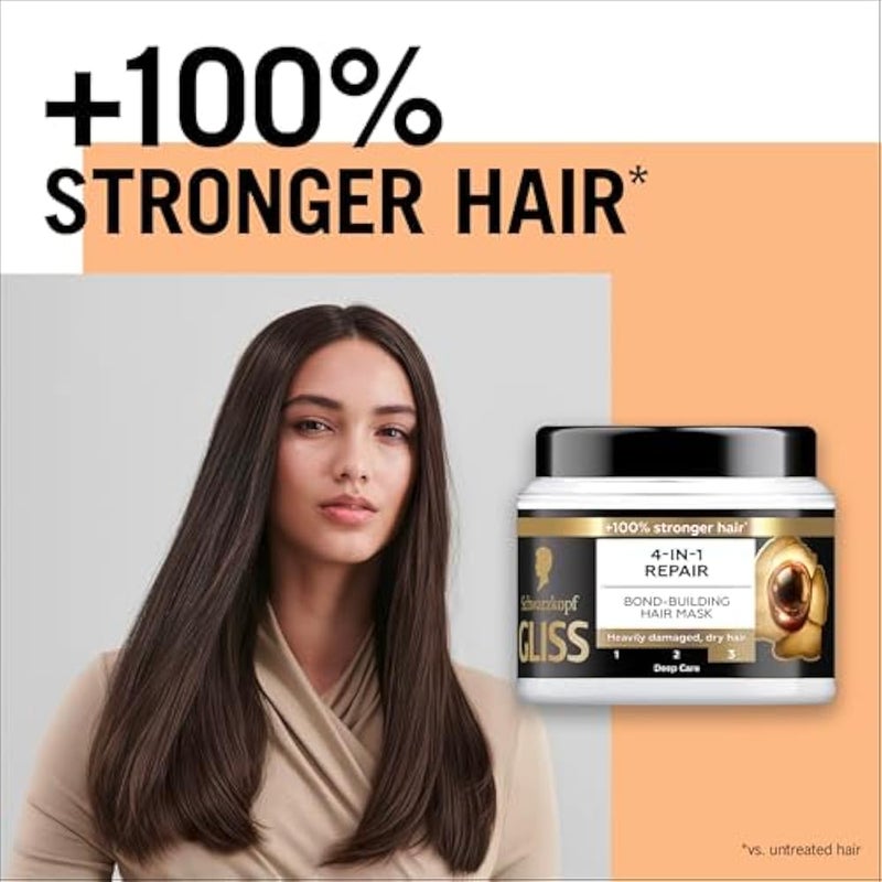 Gliss 4-in-1 Repair Bond-Building Hair Mask, 400ml — Transform your hair's durability with this mask, aimed at repairing hair and improving elasticity for lasting strength - Image 3