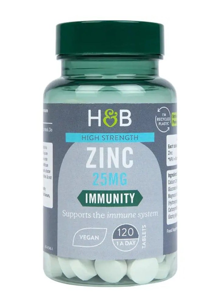 H&B H&B High Strength Zinc 25mg Tablets For Immunity Support, Pack of 120's 