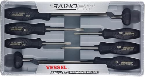 مجموعة مفكات VESSEL ARMOR GRIP 8 قطع JISDRIVE No550A8PTU