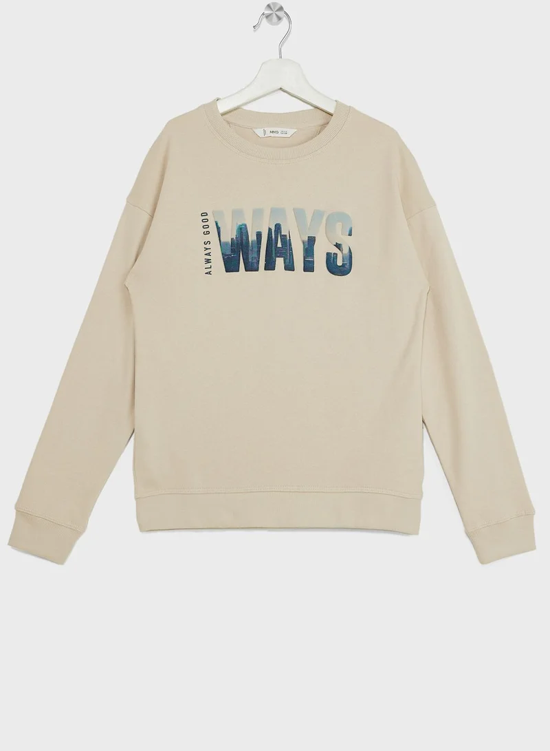 مانجو Kids Printed Message Sweatshirt