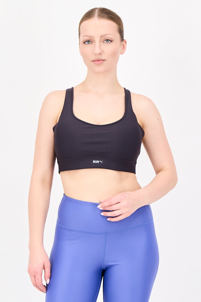 PUMA Women Lightly Padded Running Sports Bra, Dark Grey - Image 1