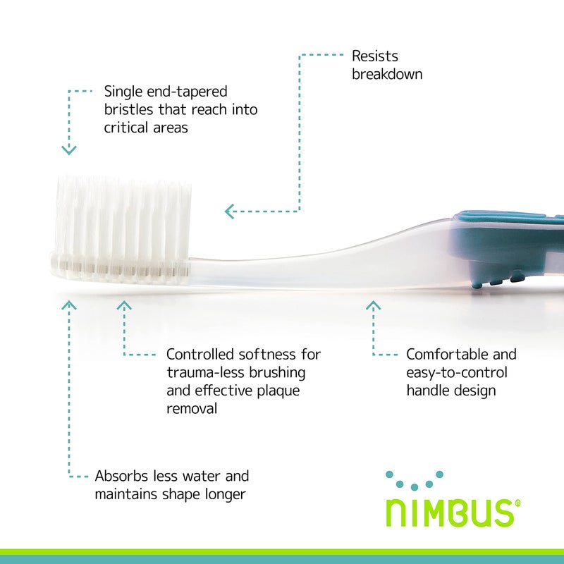 NIMBUS Extra Soft Toothbrushes (Regular Size Head), Periodontist Design Tapered Bristles for Sensitive Teeth & Receding Gums (5 Pack, Colors May Vary) - Image 1