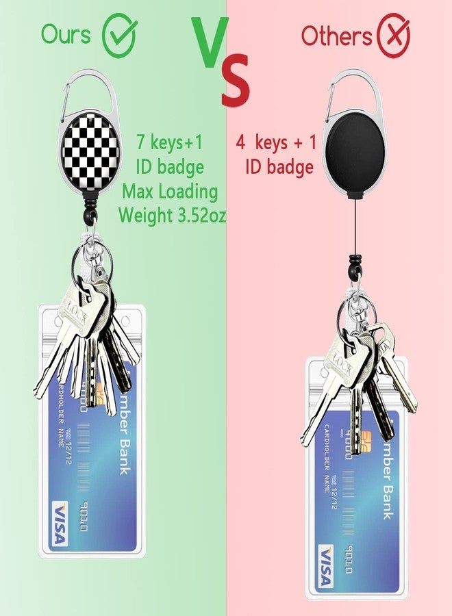 GIANCOMICS Black and White Checkered Lanyards for Id Badges, Cute Badge Reel Heavy Duty with Carabiner Clip, Fashionable ID Badge Holder with Breakaway Lanyard, Teacher Nurse Office Christmas Gifts - Image 5