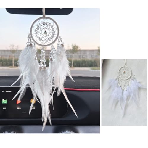 Malicosmile Car Dream Catcher for Rearview Mirror Accessories, Small White Dream Catchers for Car Hanging Ornament for Room Decoration Pendant - Image 3