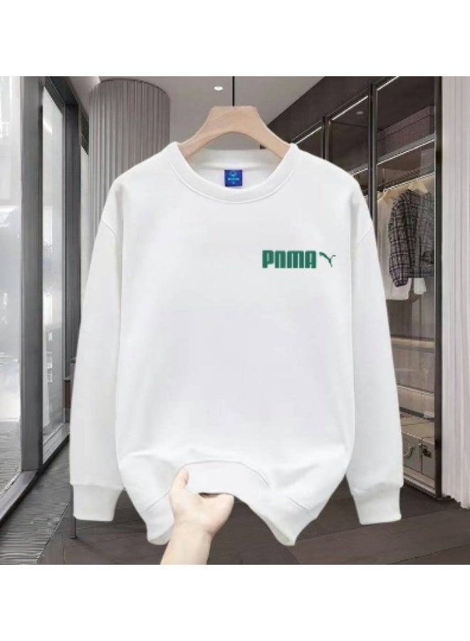 PUMA White Puma Crewneck Sweatshirt with Green Back Logo-XXXL - Image 2