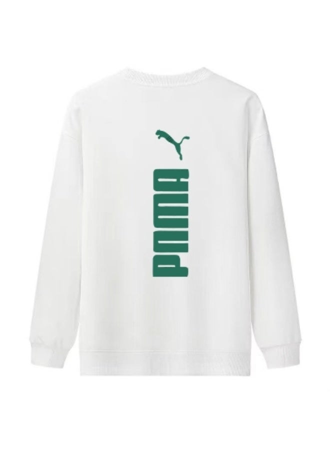 PUMA White Puma Crewneck Sweatshirt with Green Back Logo-XXXL - Image 1