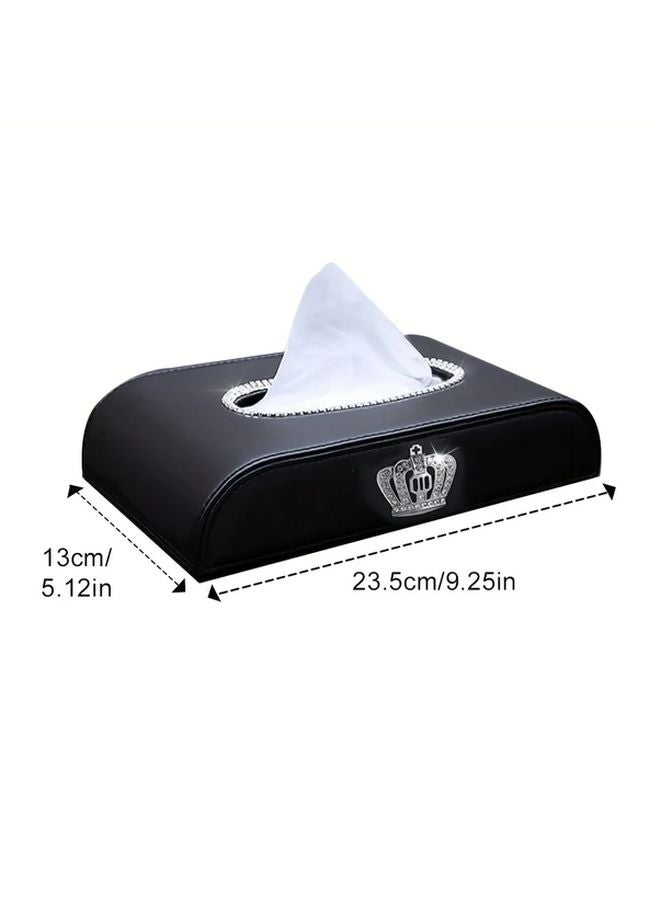 Crown Tissue Box Luxury PU Leather Glossy Compact Organizer For Car Office Home - Image 4