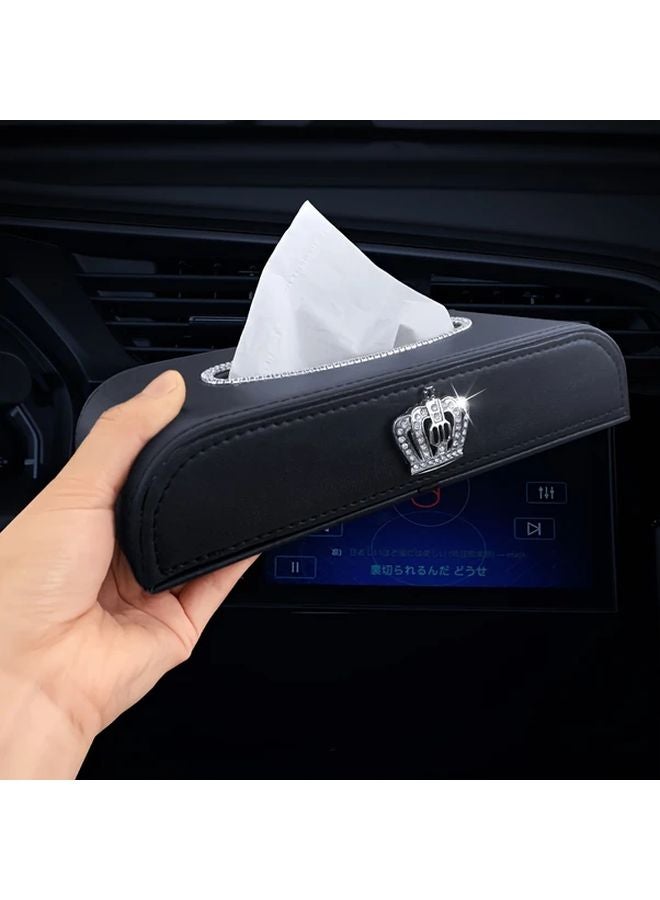 Crown Tissue Box Luxury PU Leather Glossy Compact Organizer For Car Office Home - Image 5