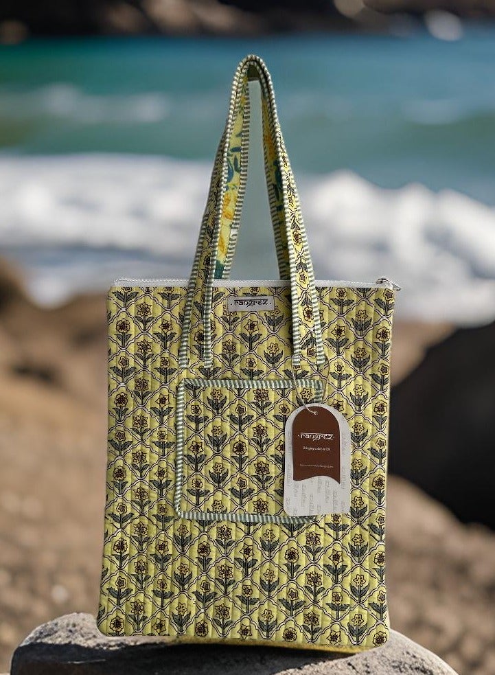 رانجريز حقيبة حمل نسائية من القطن مبطن مصنوعة يدويًا من رانجريز، حقيبة كتف للتسوق مقاس 18 بوصة × 4 بوصة × 16 بوصة - Image 2