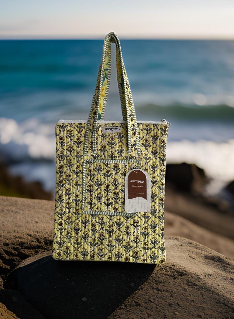 رانجريز حقيبة حمل نسائية من القطن مبطن مصنوعة يدويًا من رانجريز، حقيبة كتف للتسوق مقاس 18 بوصة × 4 بوصة × 16 بوصة - Image 3