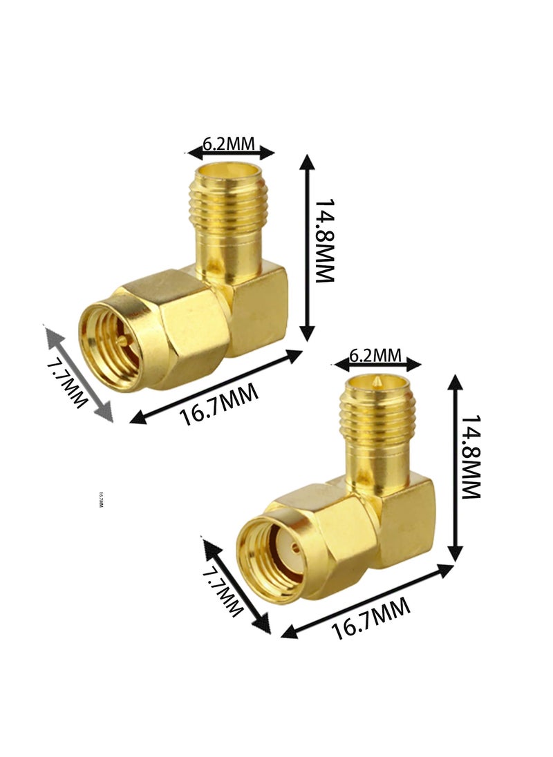سونسر 4 قطع أطقم محول زاوية SMA بزاوية 90 درجة محوري محول محوري من ذكر إلى أنثى SMA موصل زاوية قائمة  - Image 2