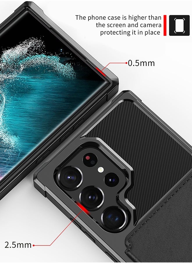 GROIC Case for Samsung Galaxy S23 Ultra 6.8" Wallet Magnetic Back Case with Card Slots Shell Stand Function Ultra Thin Anti-Fingerprint Shockproof Protective Cover  - Image 2