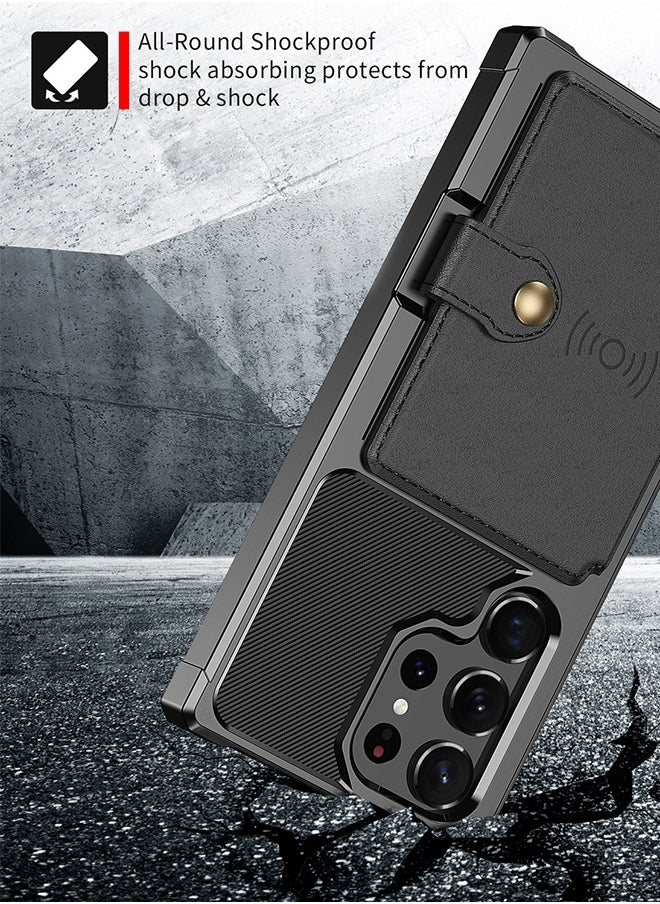 GROIC Case for Samsung Galaxy S23 Ultra 6.8" Wallet Magnetic Back Case with Card Slots Shell Stand Function Ultra Thin Anti-Fingerprint Shockproof Protective Cover  - Image 5