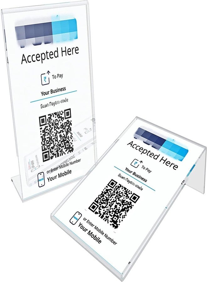 CPI 4 X 6 Inch (A6) Acrylic Bar code standee, QR Code L Shape Perfect for Restaurants, Promotions, Tent Card Paper Holder Photo Frames for BHIM, PHONEPE, GOOGLE Pay Stand (Transparent, Set of 12) - Image 4