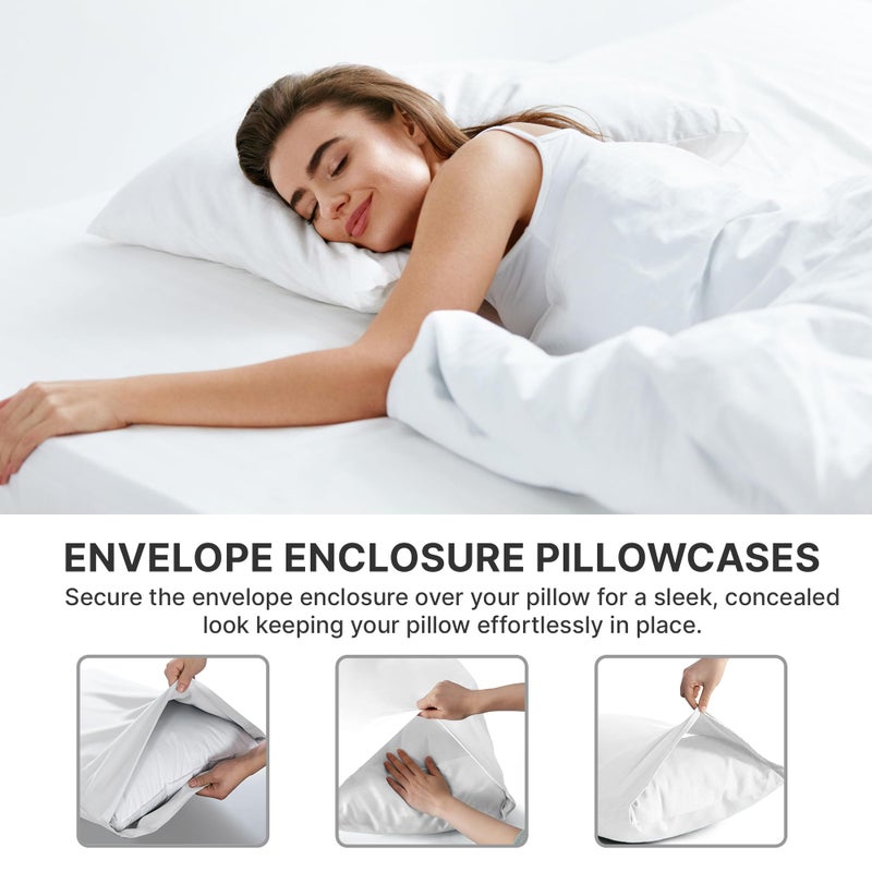 CGK Unlimited CGK Unlimited Queen Pillow Cases Set of 2 - Soft  Hotel Quality Pillowcase Covers - Comfy Bedding - Machine Washable Pillow Protectors - 2 Piece - Queen Size Grey Stripes Pillow Cover  - Image 2