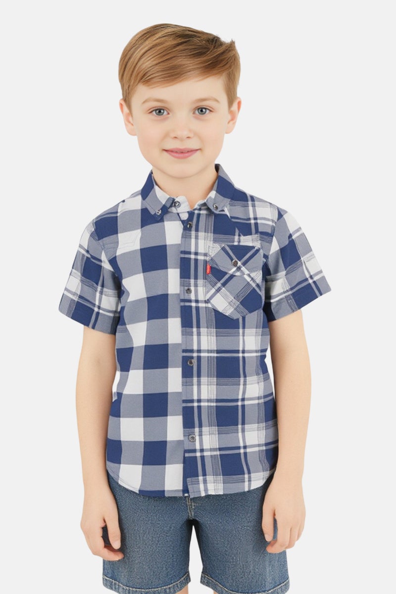 Levi's قميص كاجوال قصير الأكمام للأولاد، مزخرف بمربعات، متعدد الألوان - Image 1