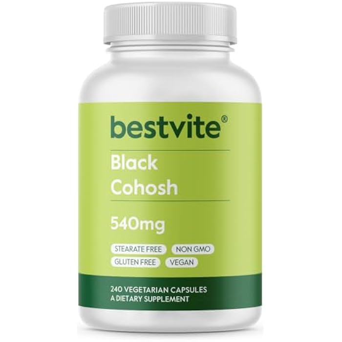 BESTVITE Black Cohosh 540mg (240 Vegetarian Capsules) - No Stearates - No Fillers - Vegan - Non GMO - Gluten Free - Image 1