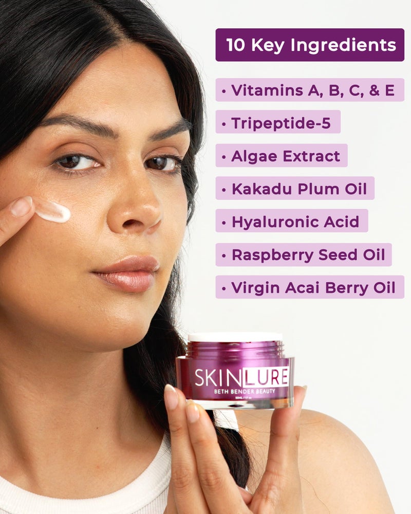 Beth Bender Beauty SKINLURE Hydrating Face Moisturizer with Vitamin C & Hyaluronic Acid | Anti Aging Facial Moisturizer for Dry Sensitive Skin | Revive Face Moisturizer w/Algae Extract, Peptides, and Nourishing Oils - Image 2