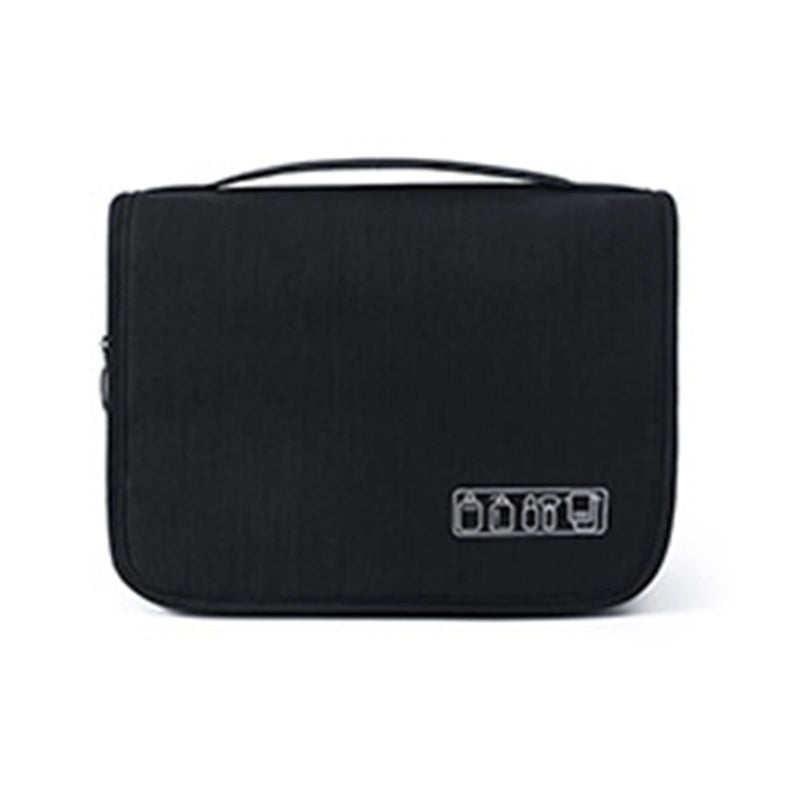 Black Travel Toiletries Bag with Hook Wet Dry Separation Hanging Storage for Bathroom Shower Door - Image 2
