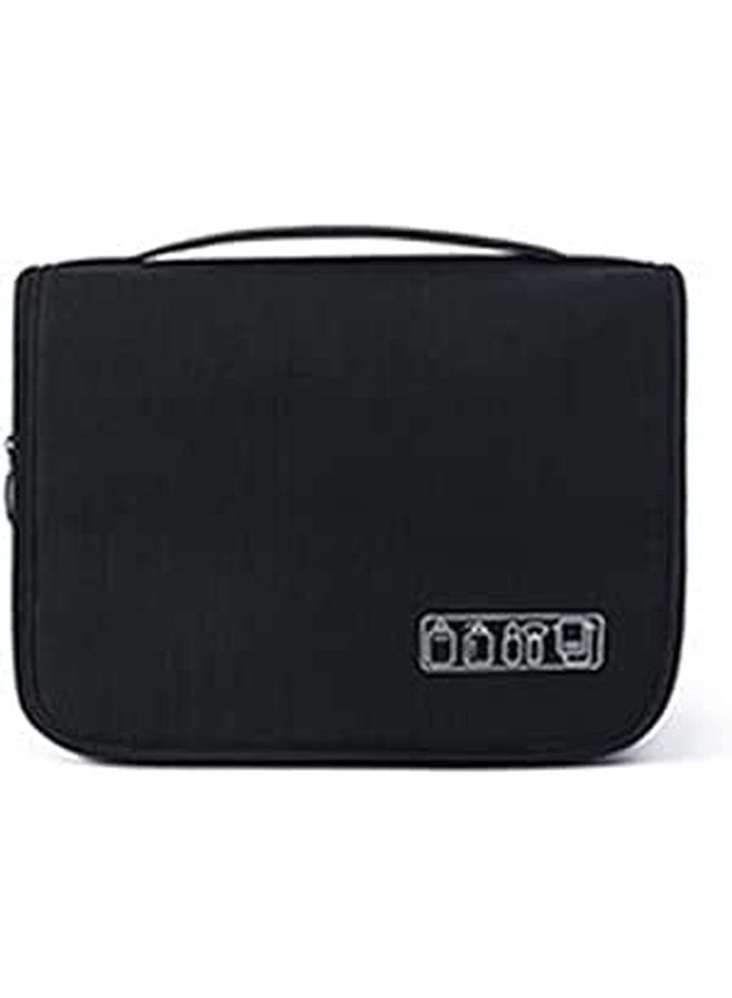 Black Travel Toiletries Bag with Hook Wet Dry Separation Hanging Storage for Bathroom Shower Door - Image 1