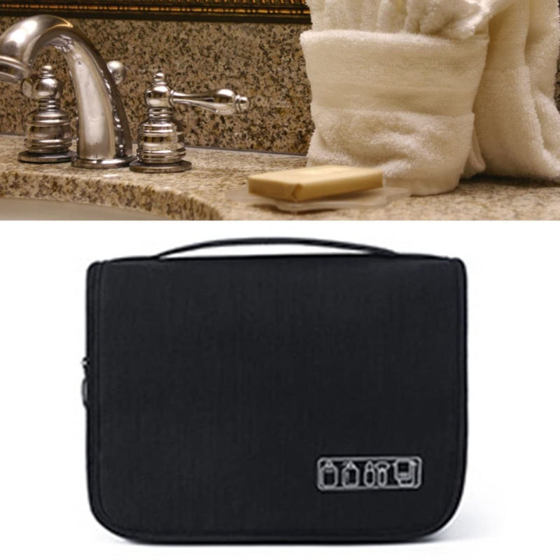 Black Travel Toiletries Bag with Hook Wet Dry Separation Hanging Storage for Bathroom Shower Door - Image 5