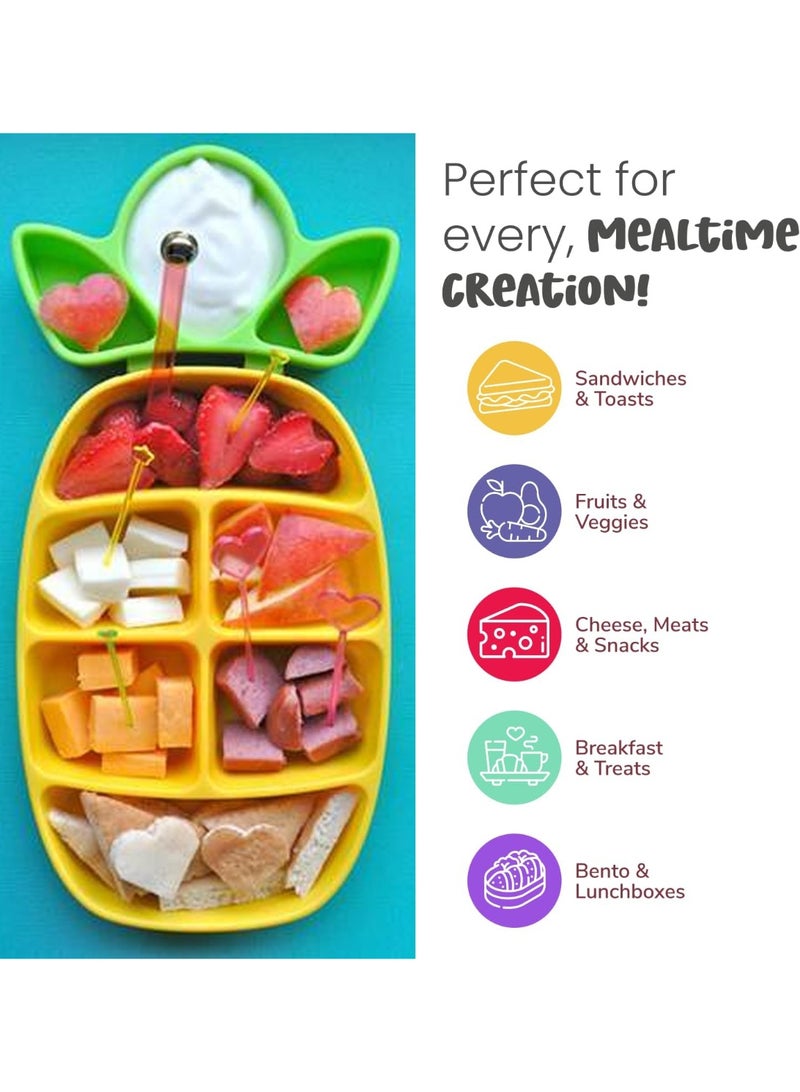 FUNBITES Sandwich Cutter for Kids Lunch, Mini Cookie Cutters, Bento Box Accessories, Cuts Food into Bite-Size Shapes for Toddler Lunch, Great for picky eaters - Green Squares/Pink Hearts 2pk - Image 4