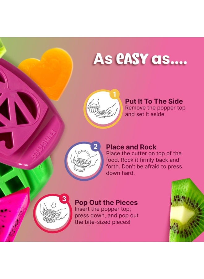 FUNBITES Sandwich Cutter for Kids Lunch, Mini Cookie Cutters, Bento Box Accessories, Cuts Food into Bite-Size Shapes for Toddler Lunch, Great for picky eaters - Green Squares/Pink Hearts 2pk - Image 3