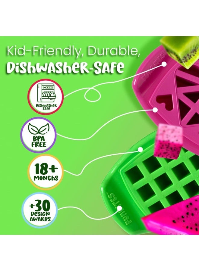 FUNBITES Sandwich Cutter for Kids Lunch, Mini Cookie Cutters, Bento Box Accessories, Cuts Food into Bite-Size Shapes for Toddler Lunch, Great for picky eaters - Green Squares/Pink Hearts 2pk - Image 2