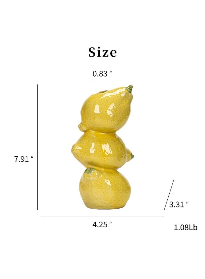general Coast 3D Lemon Decor, Tall Yellow Ceramic Vase Table Centerpieces for Home and Kitchen Decor, Yellow Home Decor, Lemon Themed Gift - Image 2