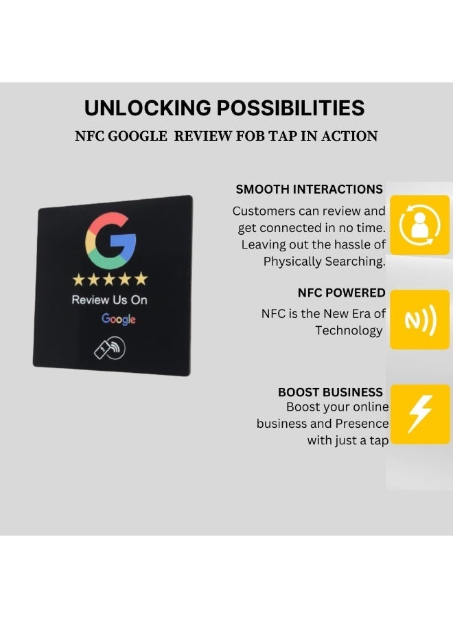 Google NFC Googlè Review Black  Simply Tap to Review,Increase Your Reviews | Review Us on Google | Ready to be activated instantly with your Googlè Review URL. (Acrylic Fob) - Image 4