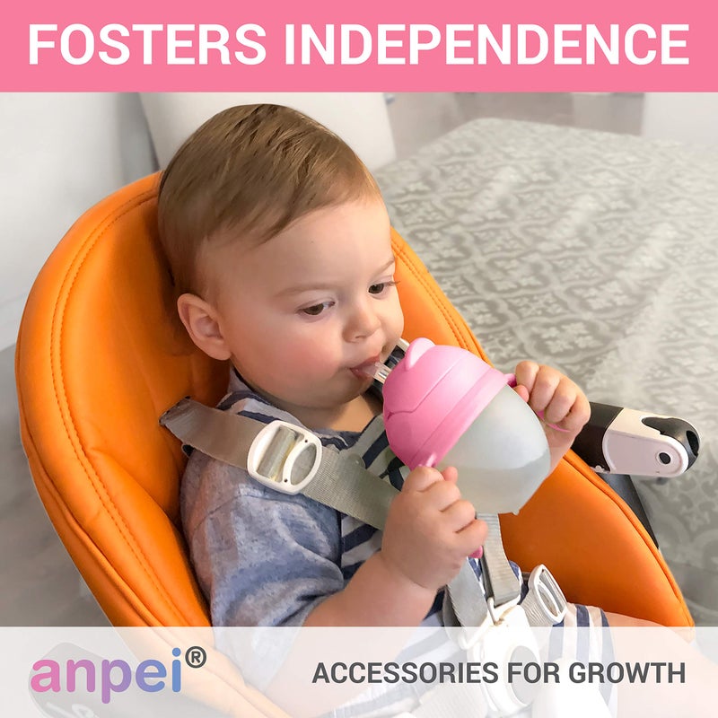 ANPEI 3-in-1 Weighted Straw Sippy Cup Conversion Kit for Comotomo Bottles | Versatile, Leak-Proof - Easy-to-Use Solution for Babies and Toddlers | Compatible with 5oz & 8oz Bottle (Pink) - Image 4
