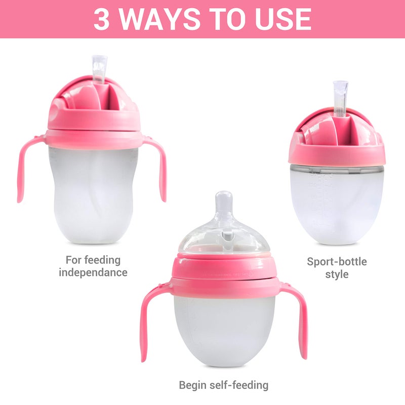 ANPEI 3-in-1 Weighted Straw Sippy Cup Conversion Kit for Comotomo Bottles | Versatile, Leak-Proof - Easy-to-Use Solution for Babies and Toddlers | Compatible with 5oz & 8oz Bottle (Pink) - Image 3