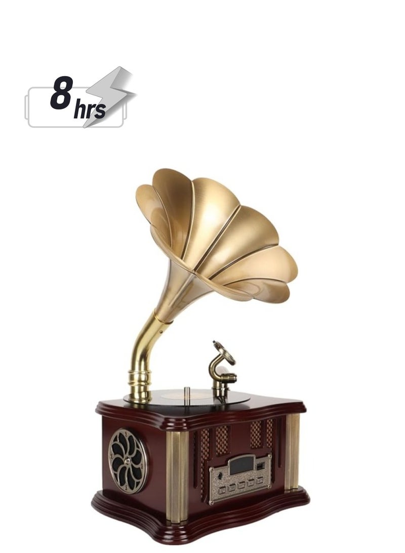 General Gramophone Bluetooth Speaker, Mini Vintage Record Player Phonograph Bluetooth Speaker with FM Radio, Dual Speraker, Remote Control USB Wireless Speaker Music Player for Home  - Image 1