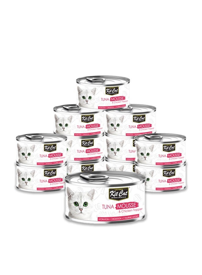 Kit Cat Tuna Mousse with Chicken Topper - 960G (12 Pc)