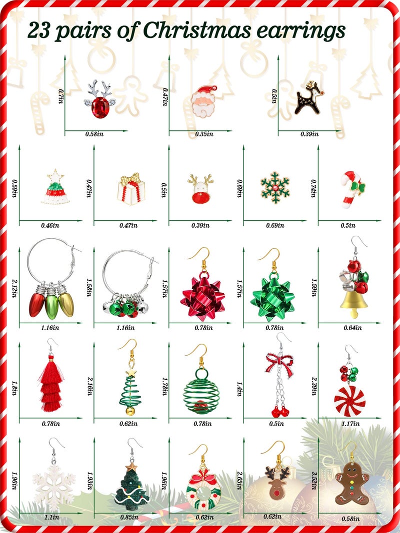 LUYI 23 Pairs Christmas Earrings for Women Xmas Holiday Dangle Earrings Christmas Stud Tree Snowflake Bow Bells Light Earrings Bulk Cute Christmas Party Jewelry Gifts - Image 4