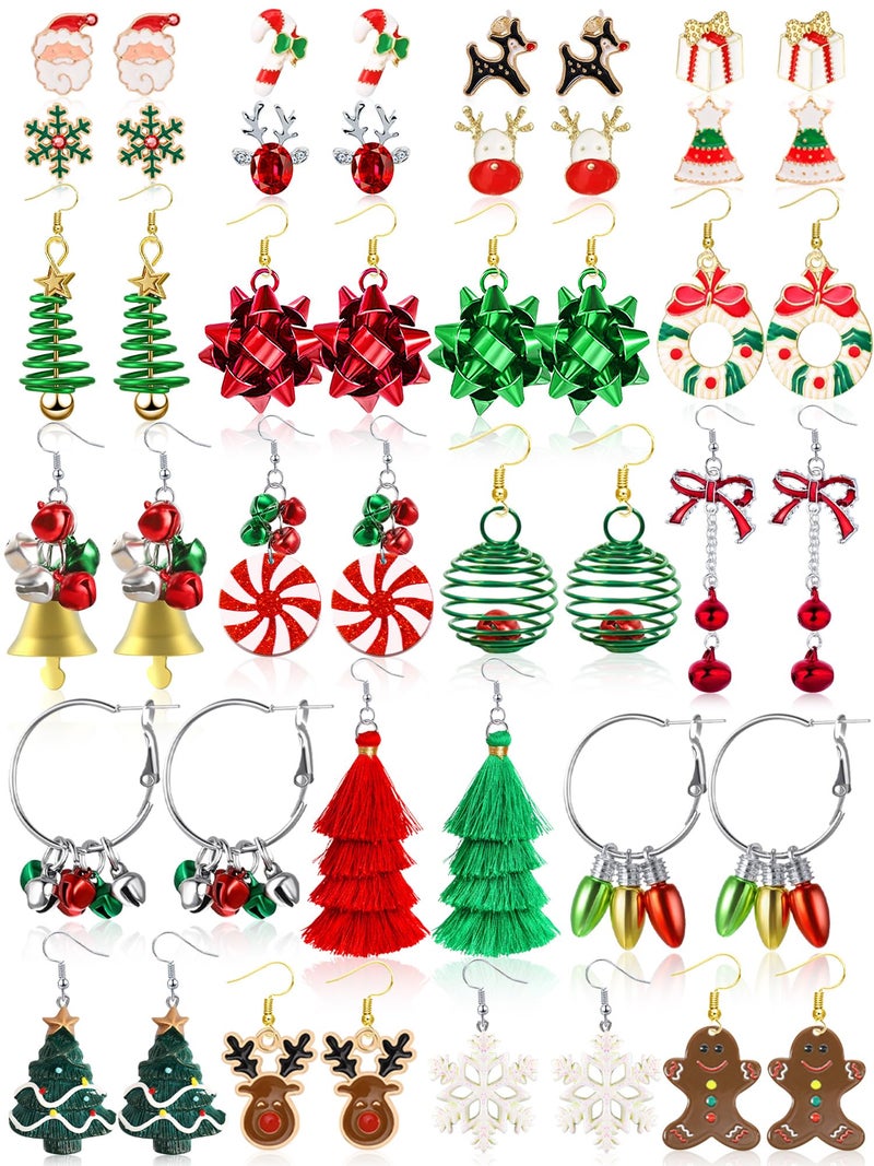 LUYI 23 Pairs Christmas Earrings for Women Xmas Holiday Dangle Earrings Christmas Stud Tree Snowflake Bow Bells Light Earrings Bulk Cute Christmas Party Jewelry Gifts - Image 1