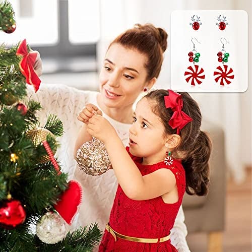 LUYI 23 Pairs Christmas Earrings for Women Xmas Holiday Dangle Earrings Christmas Stud Tree Snowflake Bow Bells Light Earrings Bulk Cute Christmas Party Jewelry Gifts - Image 5