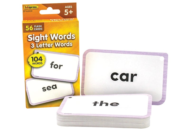 Teacher Created Resources Sight Words Flash Cards - 3 Letter Words (EP62039) - Image 1