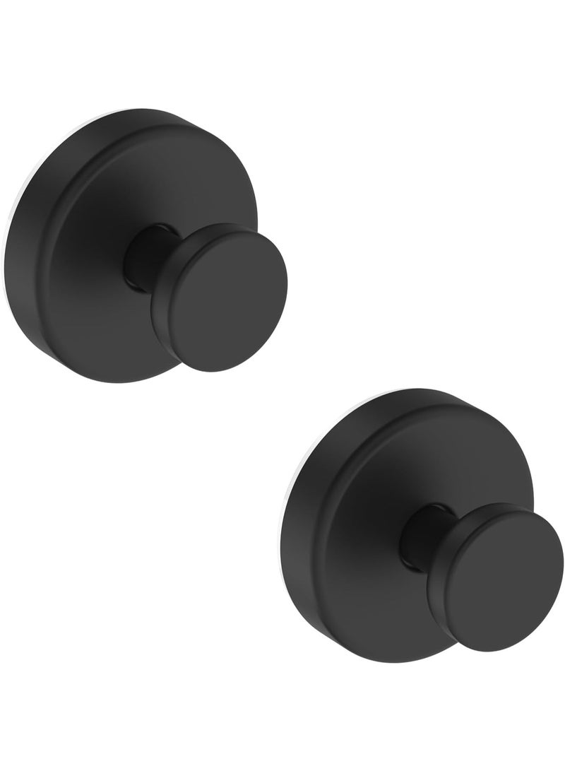 Suction Cup Hooks for Shower, Removable Towel Hooks for Bathroom Window Glass Door Wall, Bath Robe Looafh Hook for Hanging - 2 Pack, Black - Image 1