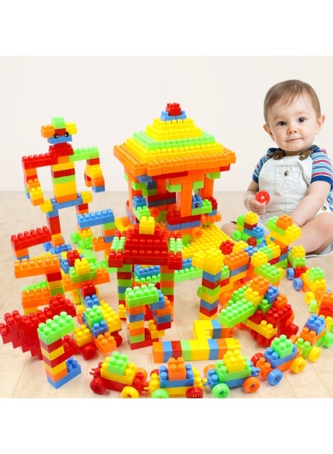 182-Piece Colorful Durable Sturdy Building Blocks Set,Construction educational Multi color block brick Assemble BPA Free Toy Safe for kids negotiating , 3+ Years - Image 1