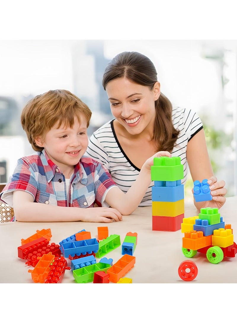 مجموعة مكعبات بناء متينة وملونة مكونة من 182 قطعة، مكعبات بناء تعليمية متعددة الألوان، خالية من مادة BPA، آمنة للأطفال من سن 3 سنوات فما فوق - Image 5