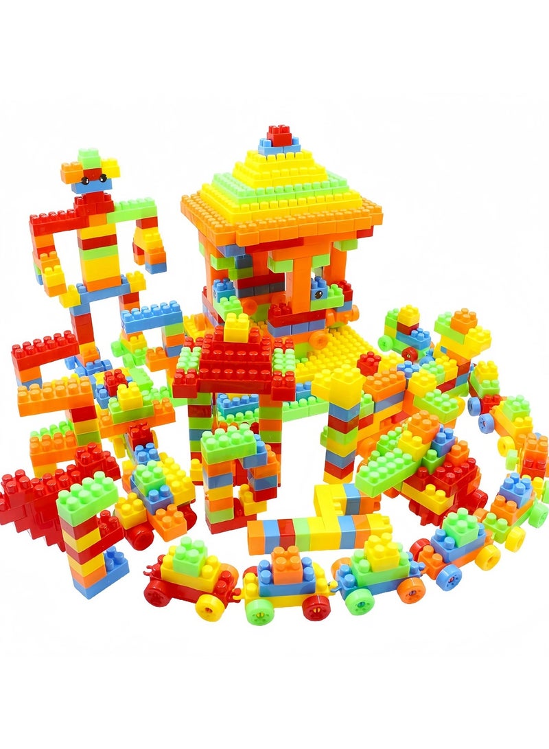 مجموعة مكعبات بناء متينة وملونة مكونة من 182 قطعة، مكعبات بناء تعليمية متعددة الألوان، خالية من مادة BPA، آمنة للأطفال من سن 3 سنوات فما فوق - Image 4