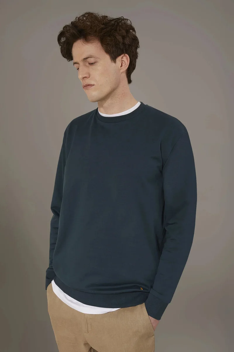 Doppelganger Round neck 100% cotton sweatshirt - Marine