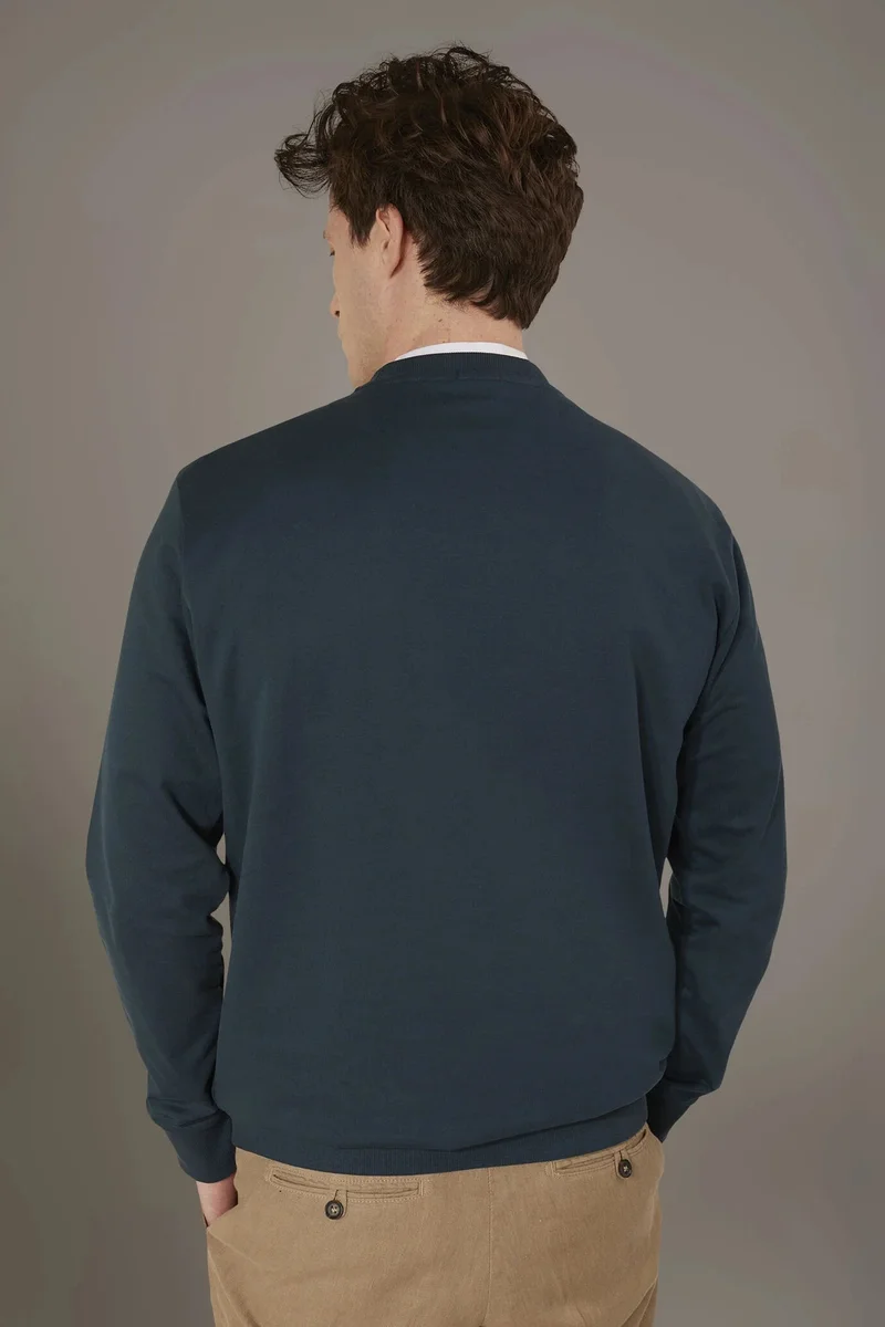 Doppelganger Round neck 100% cotton sweatshirt - Marine